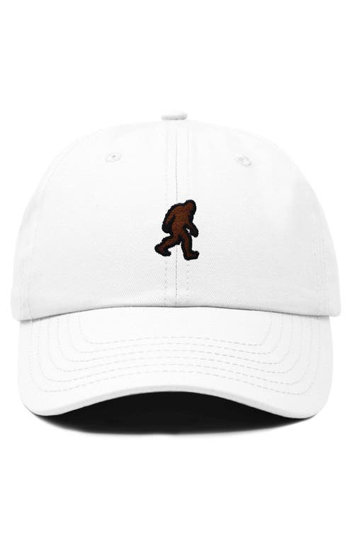 Dalix Sasquatch Embroidered Dad Hat In White