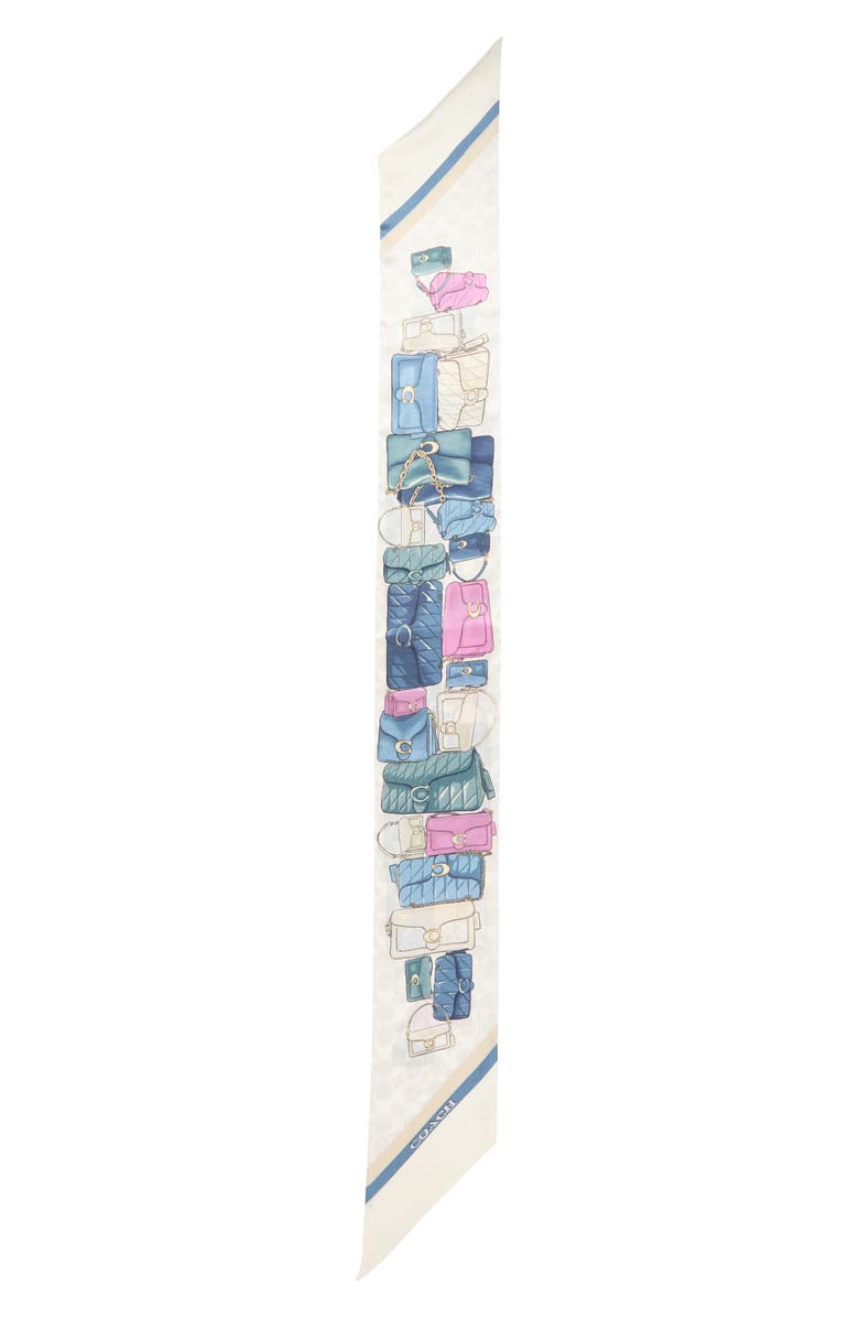 COACH Stacked Tabby Print Silk Scarf, Alternate, color, Chalk Multi