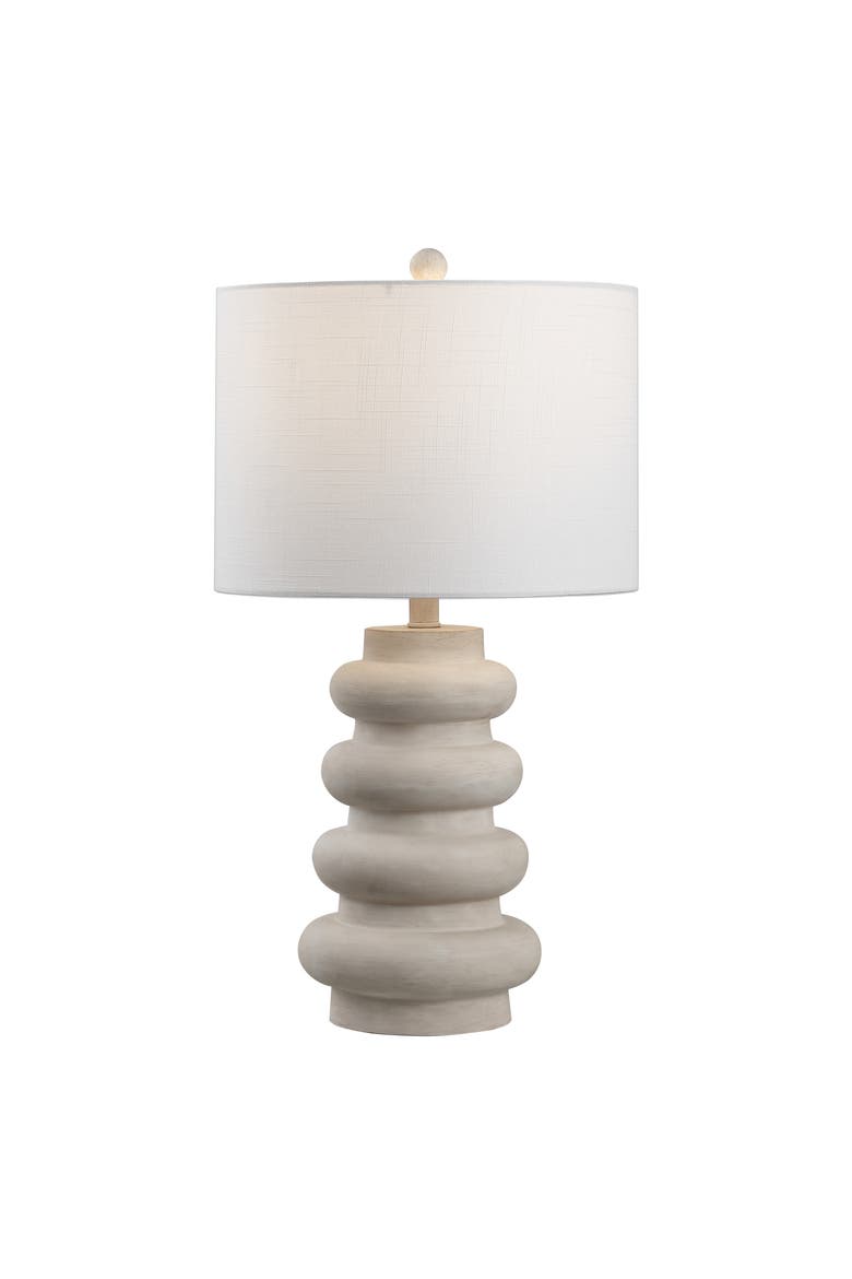 Juniper 26" Modern Minimalist Resin Stacked Ovoid LED Lamp, Main, color, Antique White