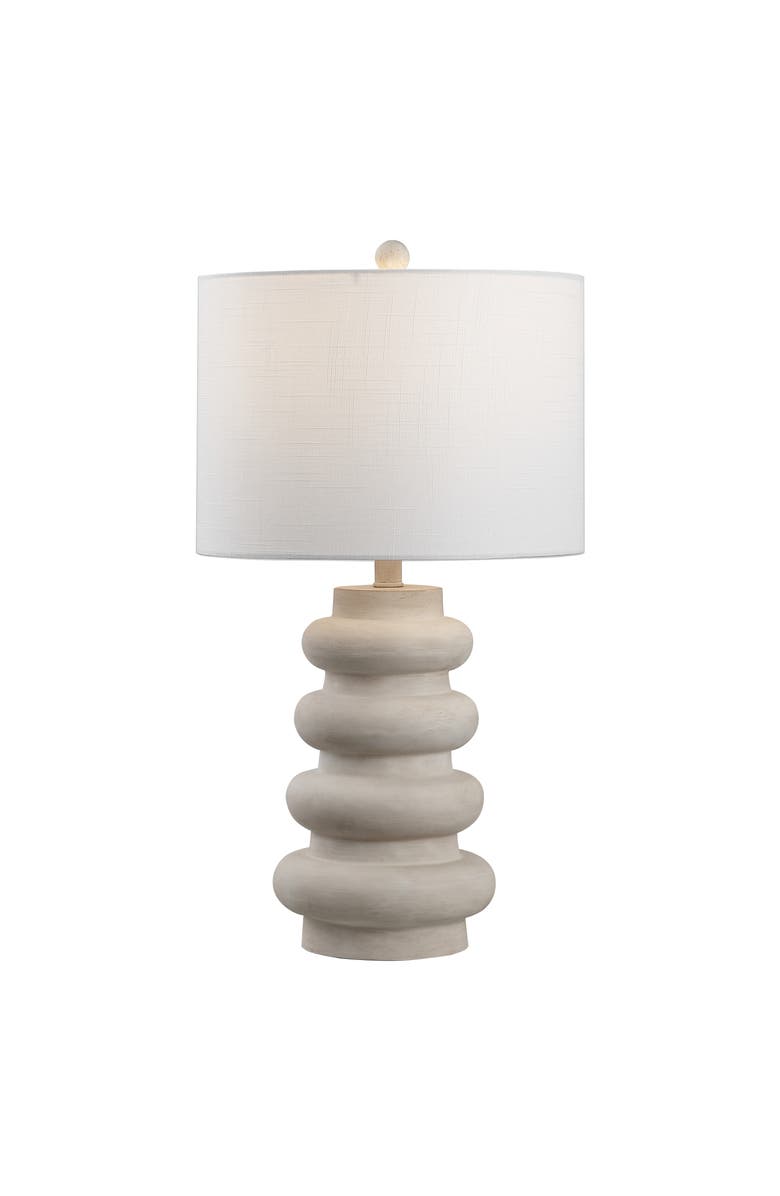 JONATHAN Y Juniper 26" Modern Minimalist Resin Stacked Ovoid LED Lamp, Main, color, Antique White