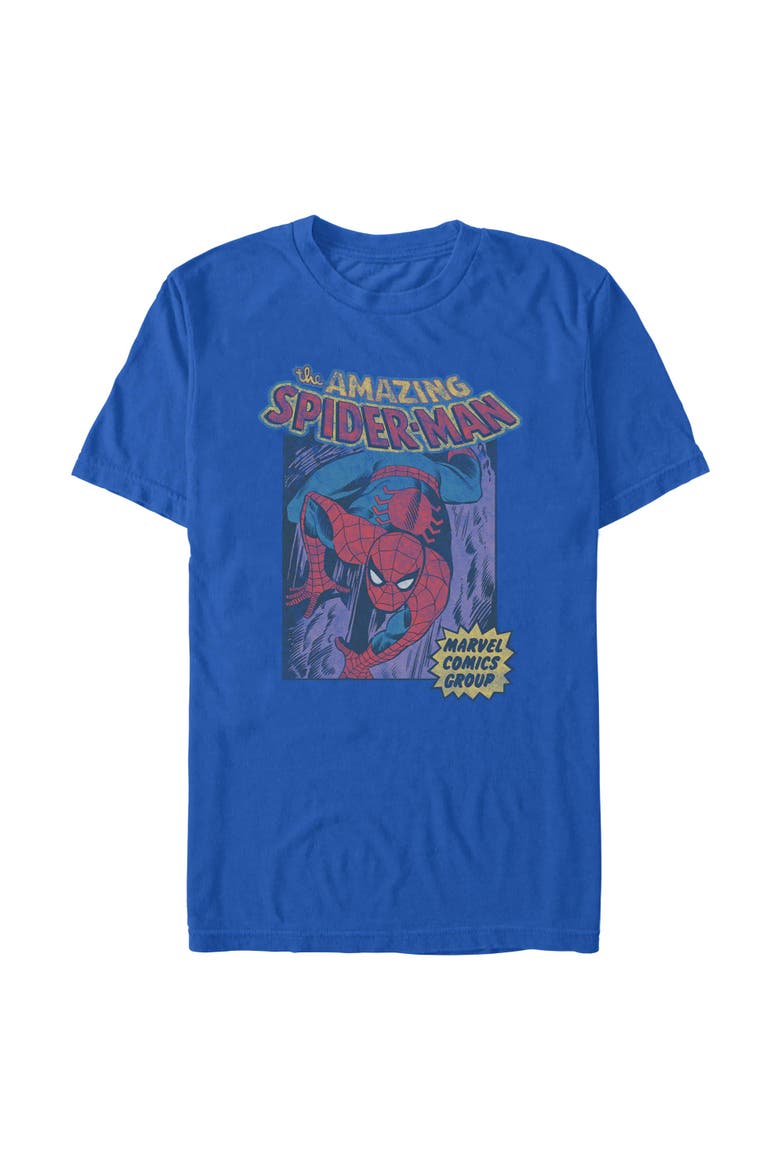 Men's Distressed Amazing Spider Short Sleeve Graphic T-Shirt, Main, color, Royal Blue
