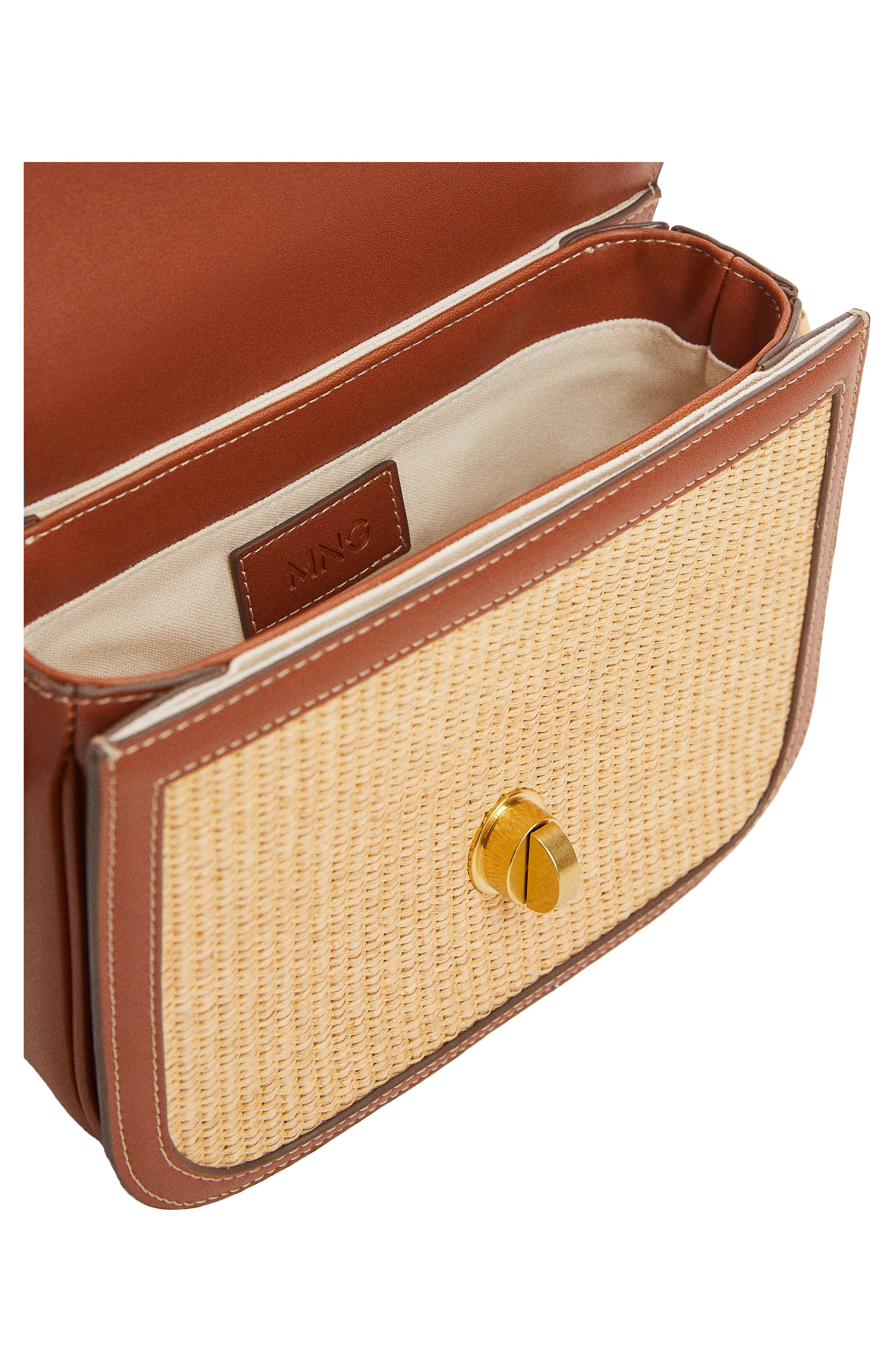 MANGO Raffia Shoulder Bag, Alternate, color, 