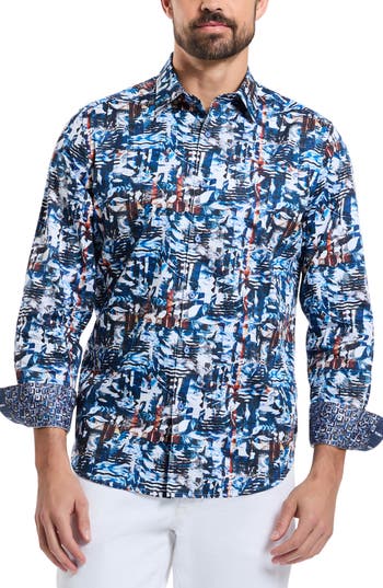Shop Robert Graham Lachlan Cotton Button-up Shirt In Blue Multi