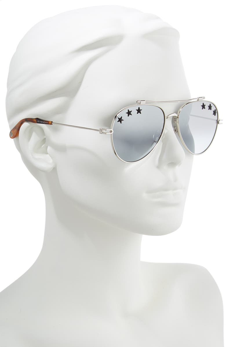 Givenchy Star Detail 58mm Mirrored Aviator Sunglasses, Alternate, color, 