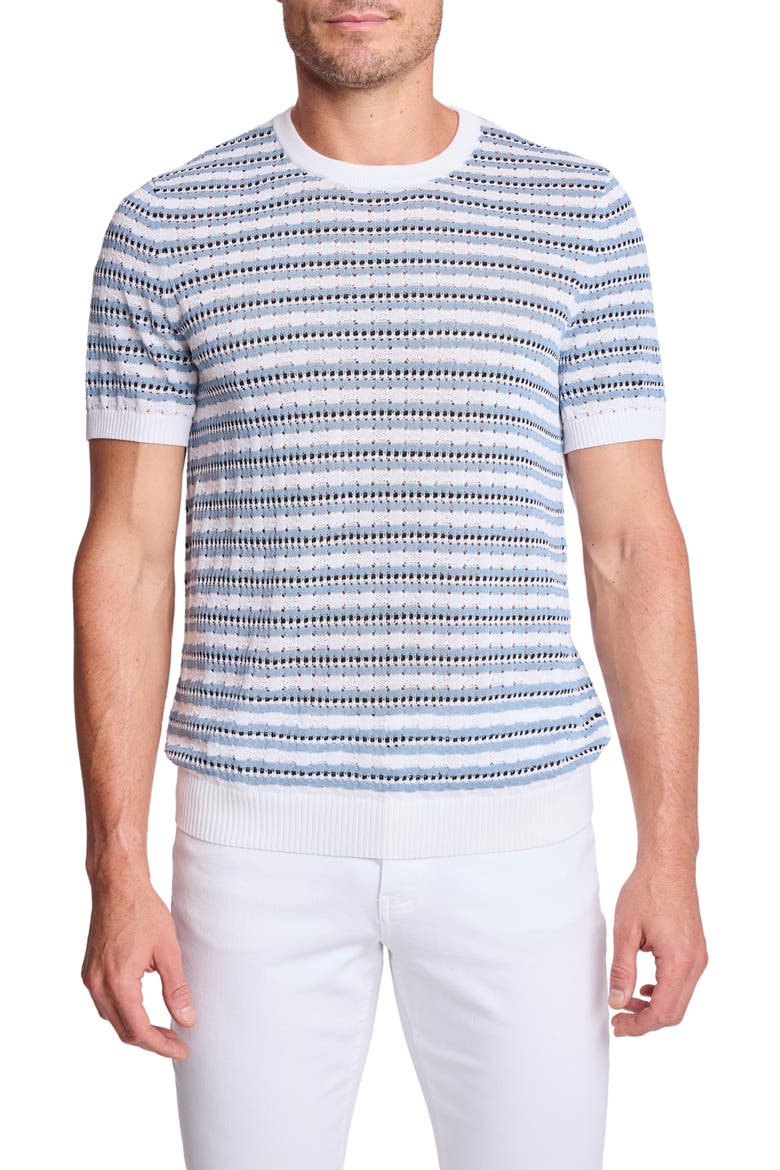 Stripe Short Sleeve Knit T-Shirt, Main, color, DUSTY BLUE STRIPES