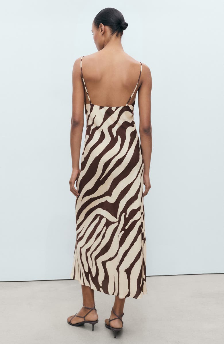 MANGO Zebra Print Slipdress, Alternate, color, Brown