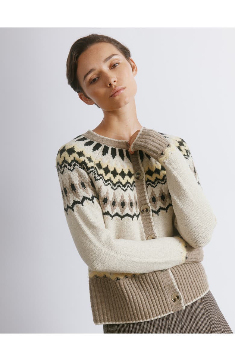 Albaray Fair Isle Yoke Cardigan, Main, color, Neautral