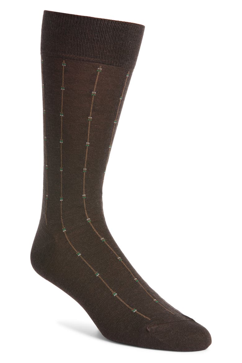 Botolph Vertical Mini Box Stripe Wool Blend Dress Socks, Main, color, CHOCOLATE