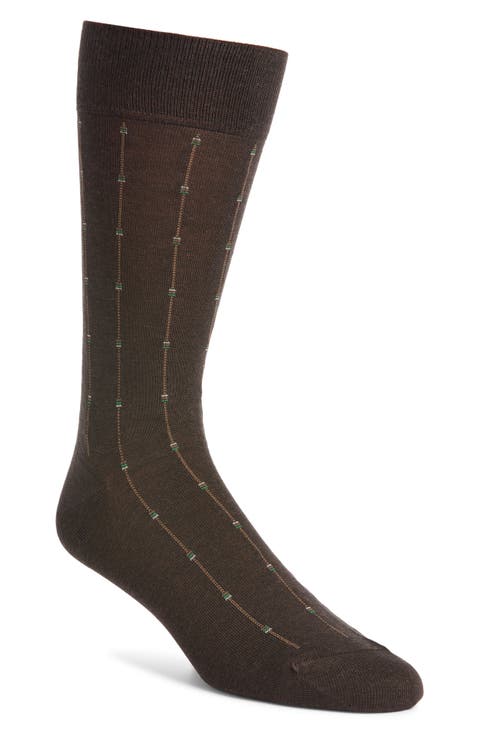 Botolph Vertical Mini Box Stripe Wool Blend Dress Socks