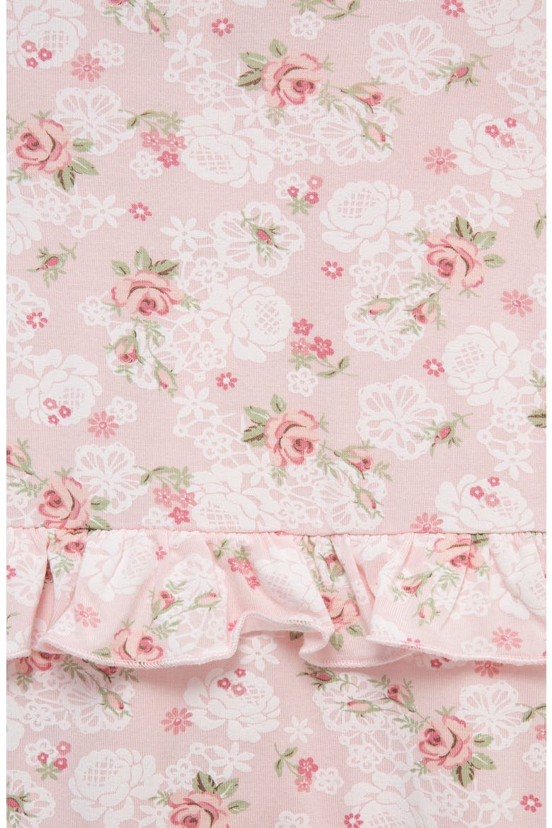 Floral Ruffle Stretch Viscose Footie (Nordstrom Exclusive), Alternate, color, PINK