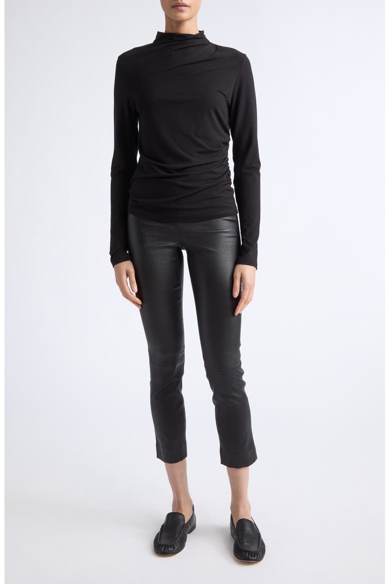 Leather Crop Leggings, Alternate, color, BLACK