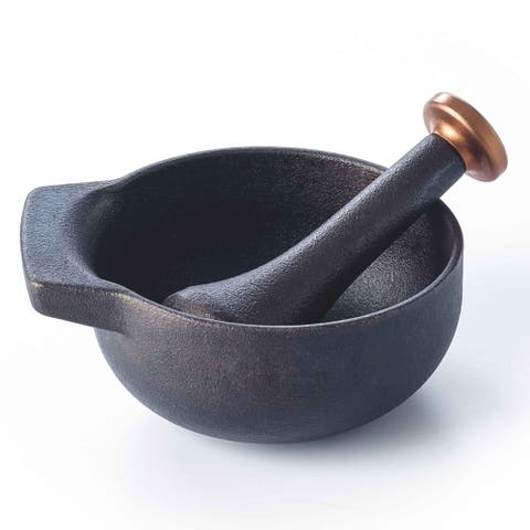 Nori 2-Cup Enameled Cast Iron Mortar & Pestle Set