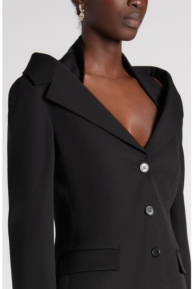 Off the Shoulder Wool Grain de Poudre Harness Jacket, Alternate, color, BLACK