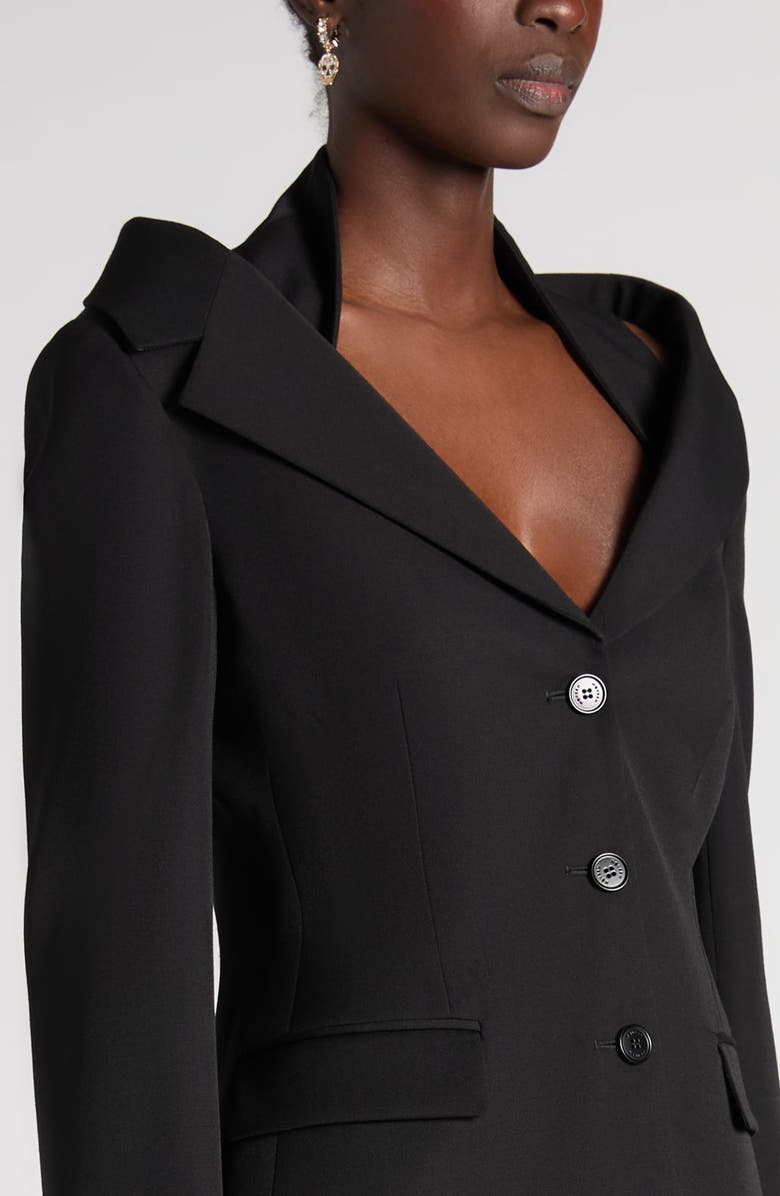 McQueen Off the Shoulder Wool Grain de Poudre Harness Jacket, Alternate, color, Black