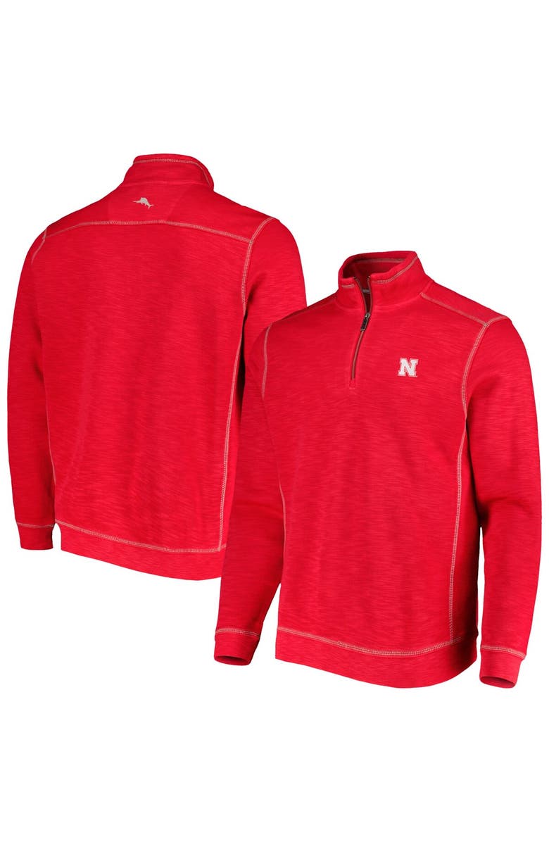 Tommy Bahama Men's Tommy Bahama Scarlet Nebraska Huskers Sport Tobago Bay Tri-Blend Mock Neck Half-Zip Jacket, Main, color, 