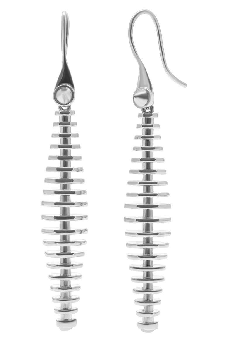 Discus Drop Earrings, Main, color, SILVER