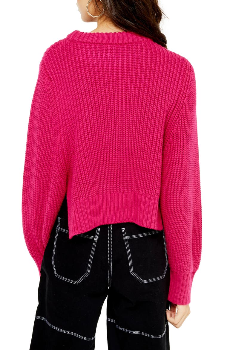 Rib Knit Sweater, Alternate, color, BRIGHT PINK