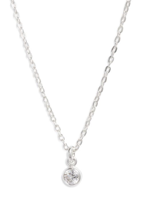 Set & Stones Cubic Zirconia Birthstone Charm Pendant Necklace in Silver /April 