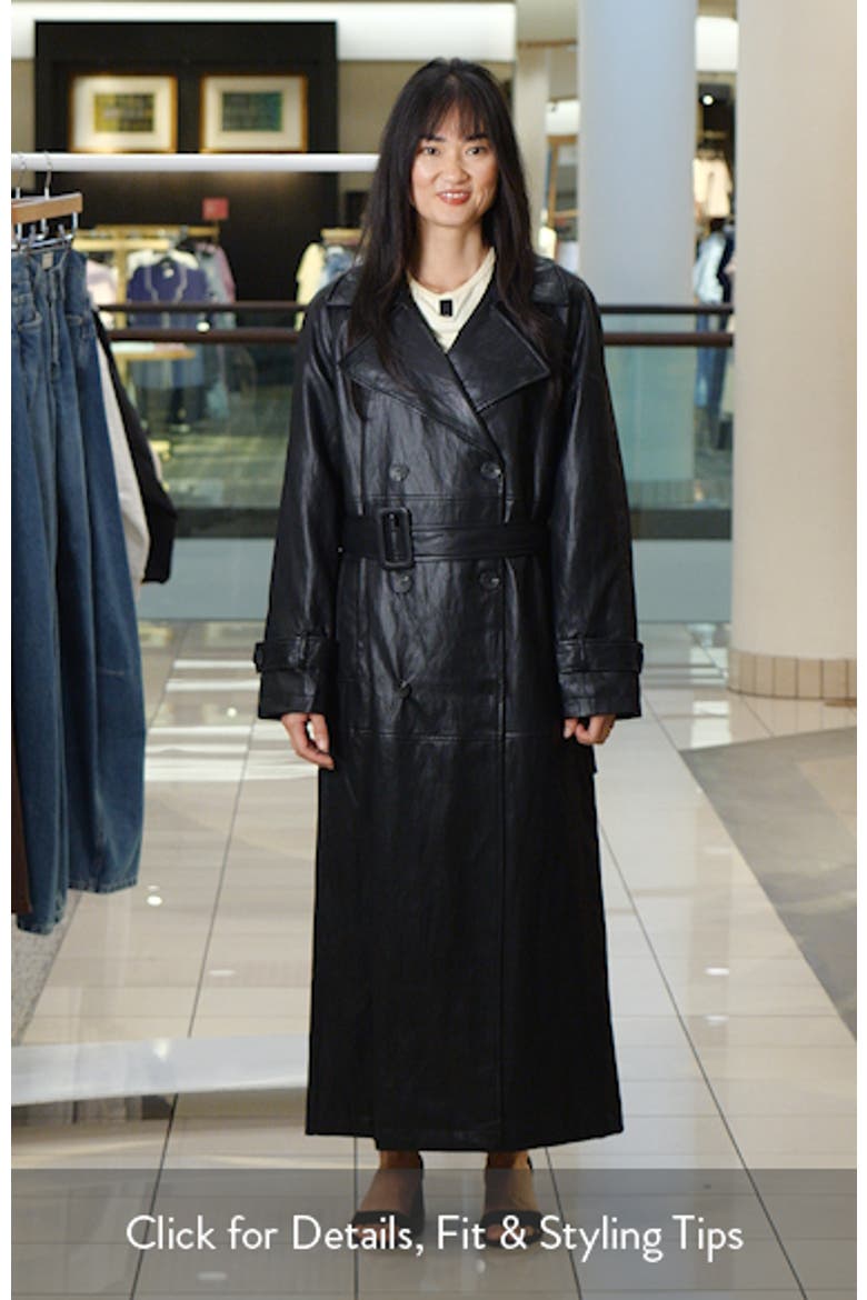 Avec Les Filles Oversize Raglan Faux Leather Trench Coat (Women