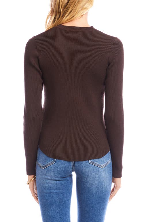 Karen Kane Rib Crewneck Sweater In Brown