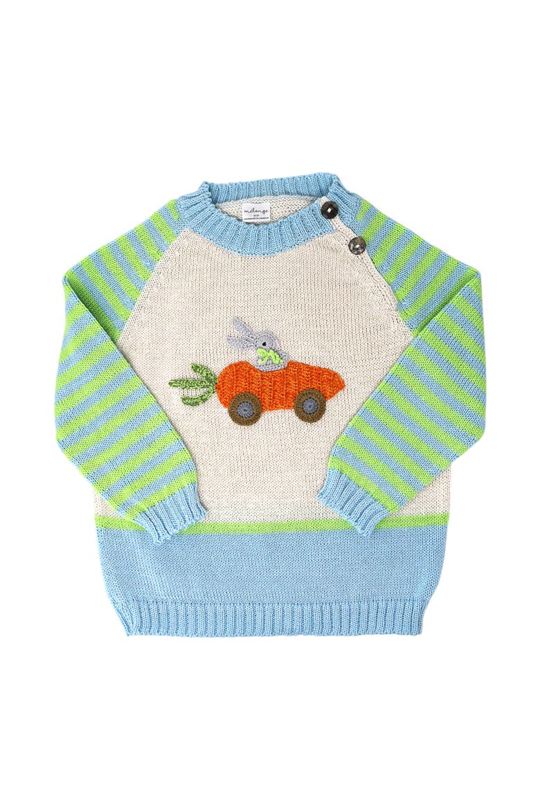 Carrot Car Easter Sweater, Main, color, Ivory