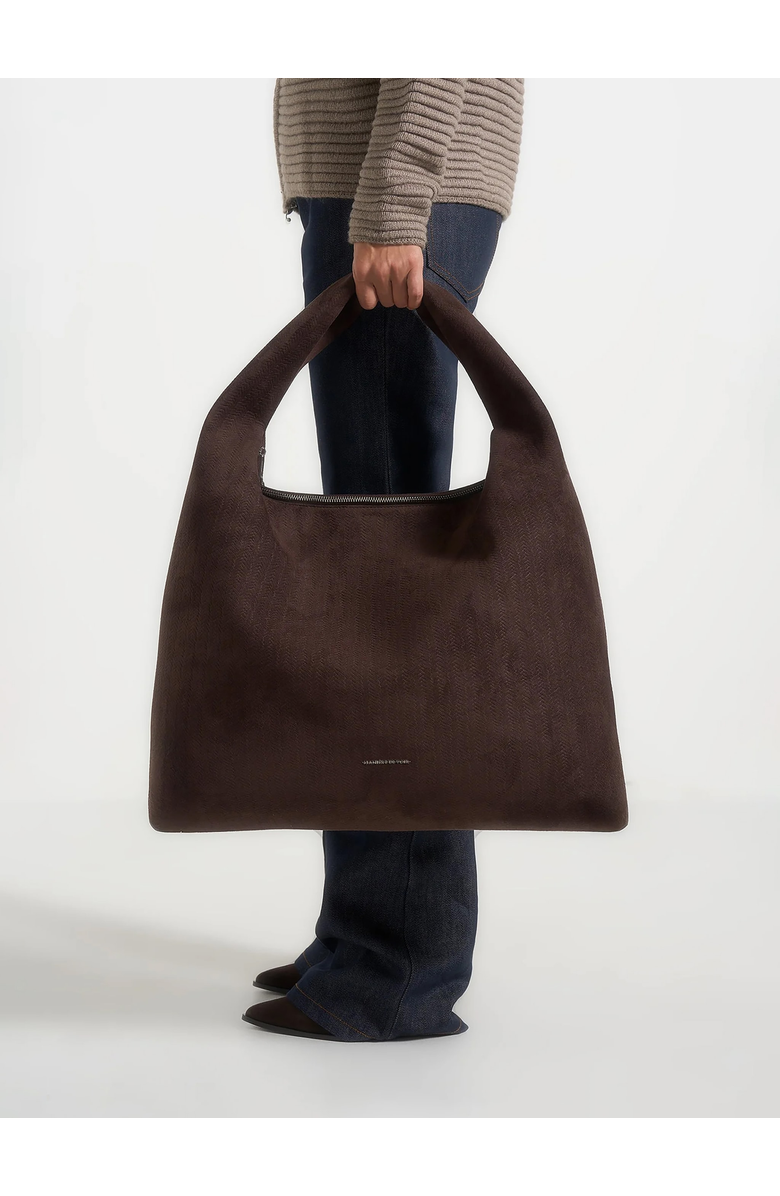 Manière De Voir Aubin Braided Suede Hobo Bag, Main, color, Brown