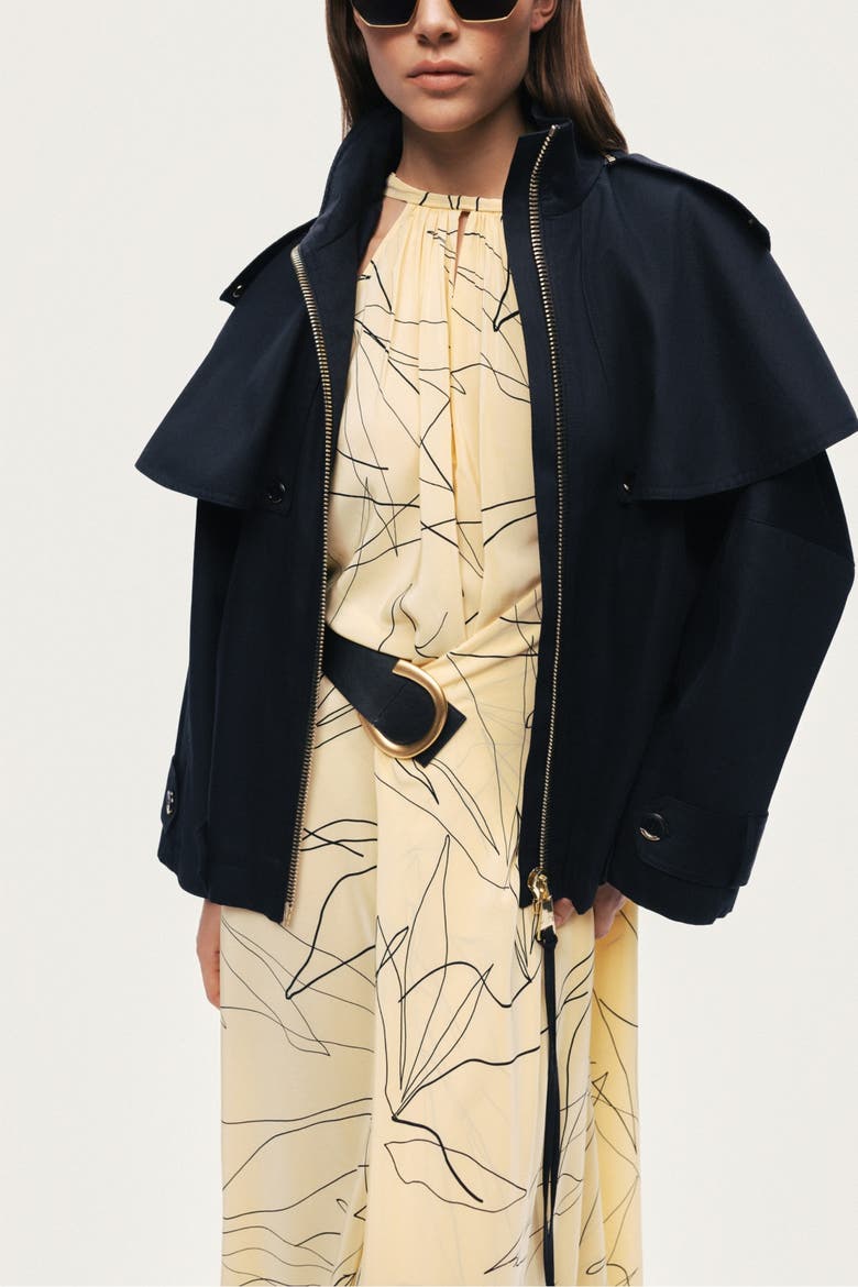 Hooded Short Trench Jacket, Alternate, color, Black