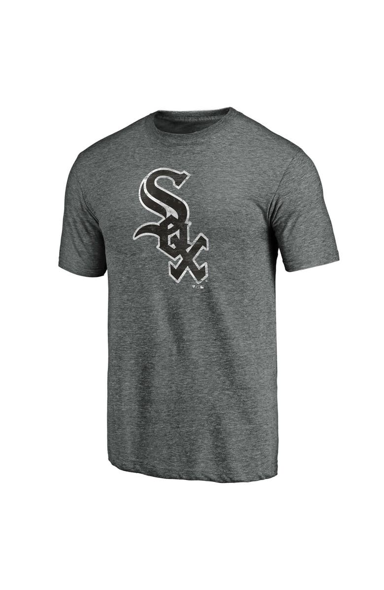 FANATICS Men's Fanatics Branded Heathered Charcoal Chicago White Sox Weathered Official Logo Tri-Blend T-Shirt, Alternate, color,