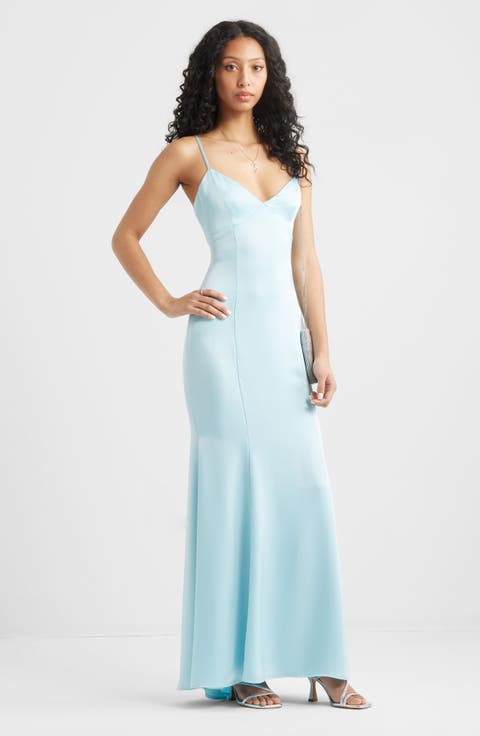 Tie Back Satin Gown