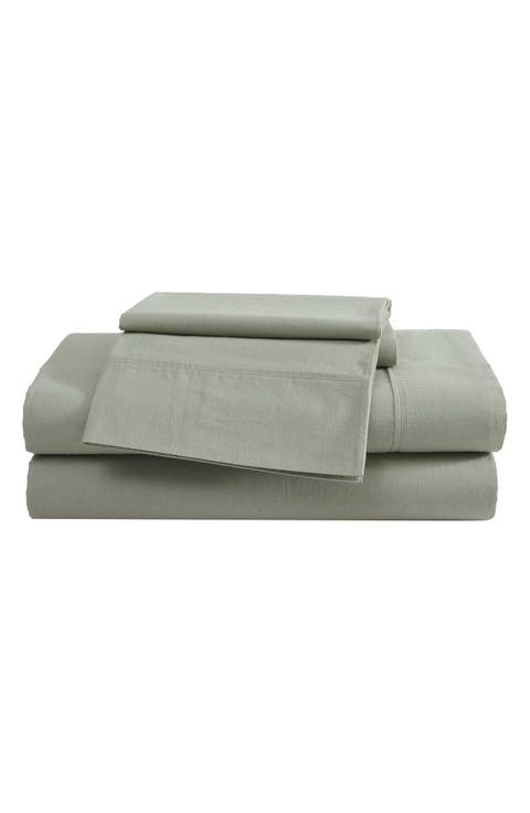 Solid 180 Thread Count Cotton Percale Sheet Set