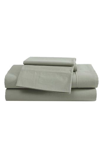 Eddie Bauer Solid 180 Thread Count Cotton Percale Sheet Set In Seagrass Green