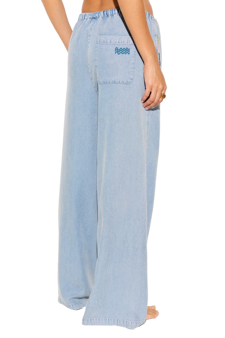 Toluca Tie Waist Wide Leg Chambray Pants, Alternate, color, SUNBLEACHED CHAMBRAY