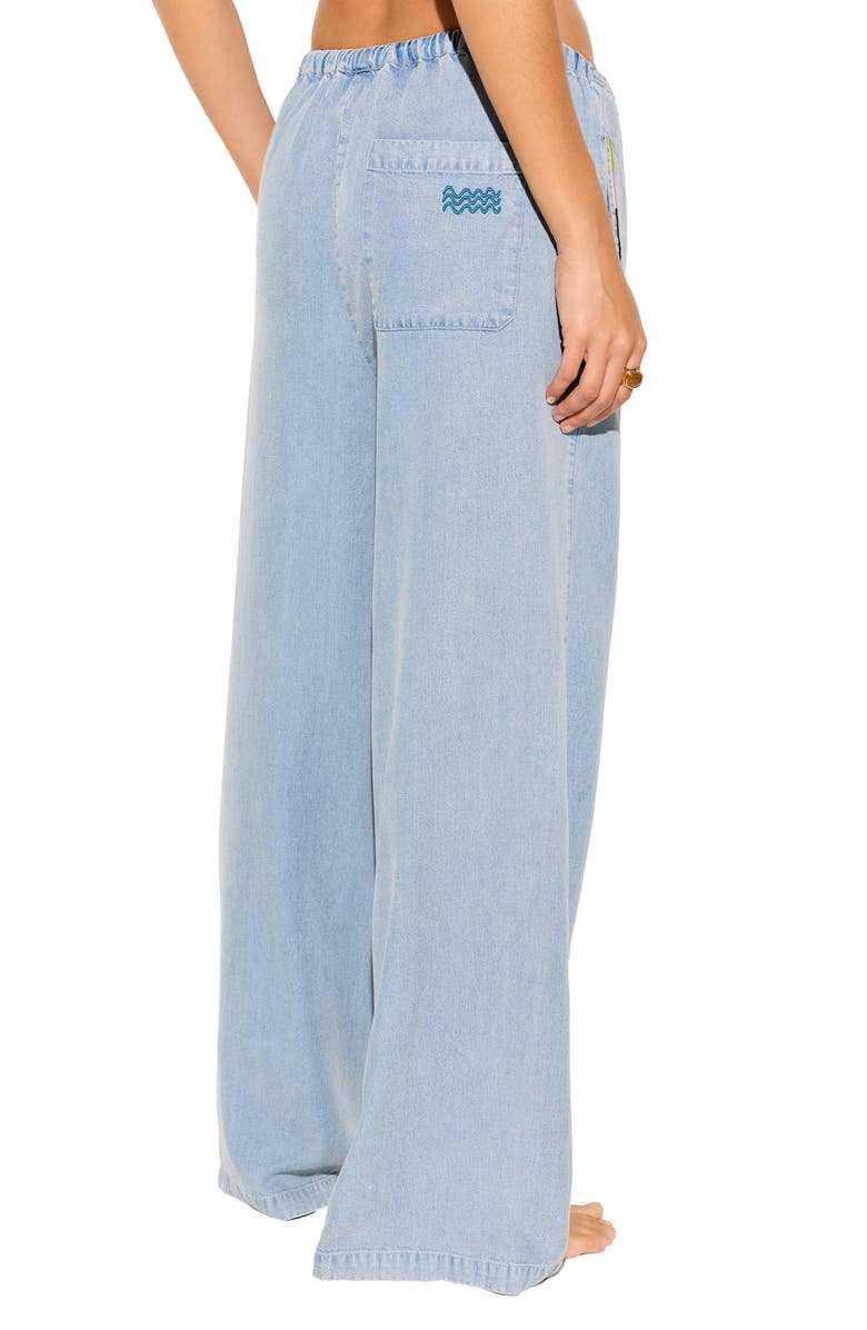 Spiritual Gangster Toluca Tie Waist Wide Leg Chambray Pants, Alternate, color, Sunbleached Chambray