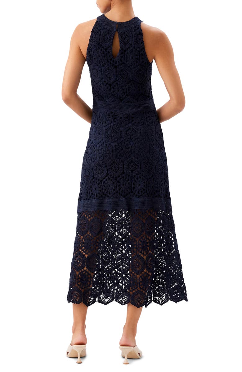 FIFTEEN TWENTY Londyn Crochet Midi Dress, Alternate, color, Navy