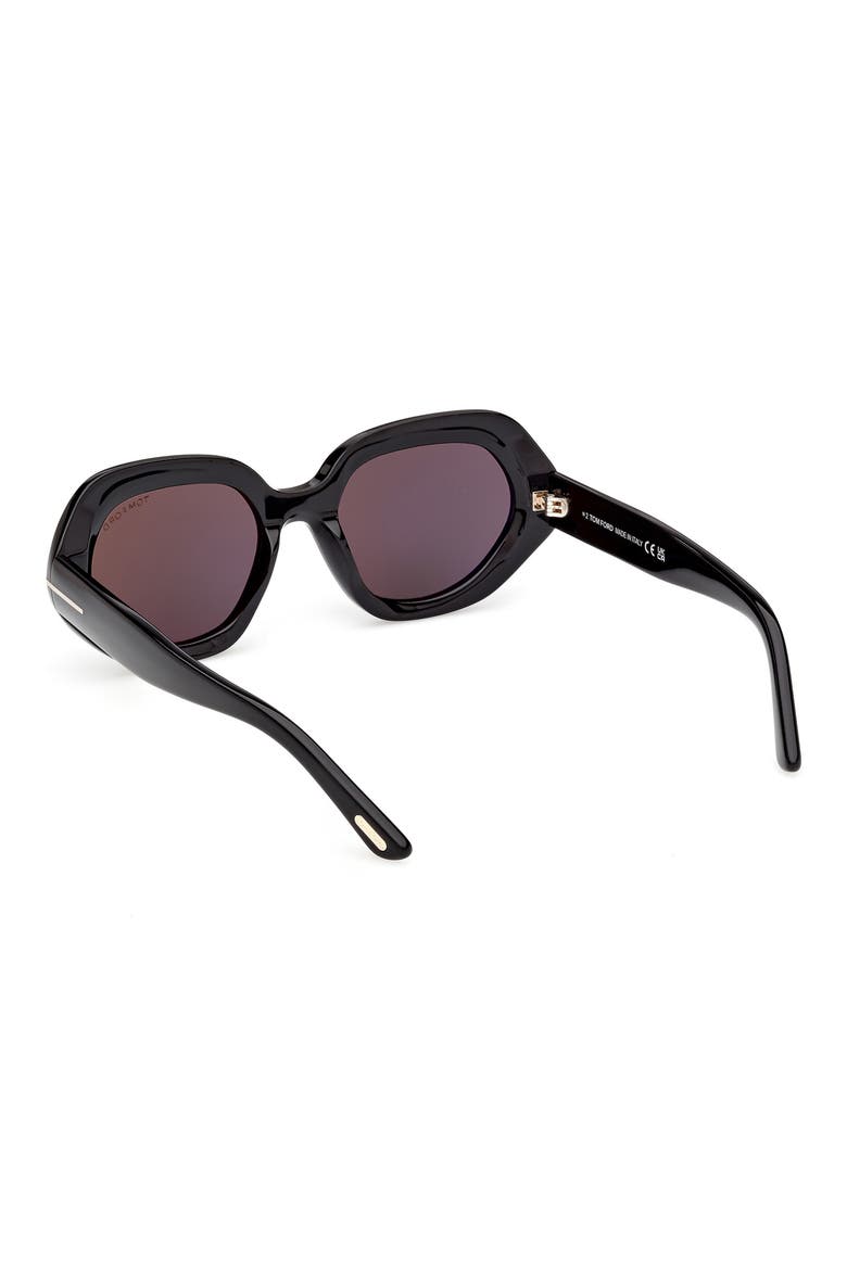 51mm Geometric Sunglasses, Alternate, color, SHINY BLACK / SMOKE