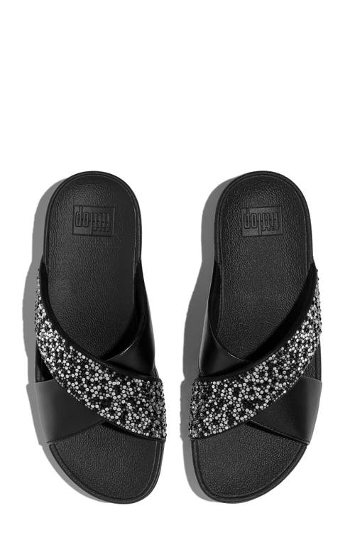 Fitflop Lulu Crystal Embellished Slide Sandal In All Black