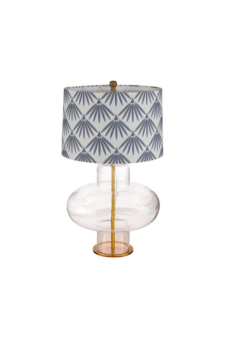 Glass & Linen Table Lamp with Metal Band Base, Main, color, Clear