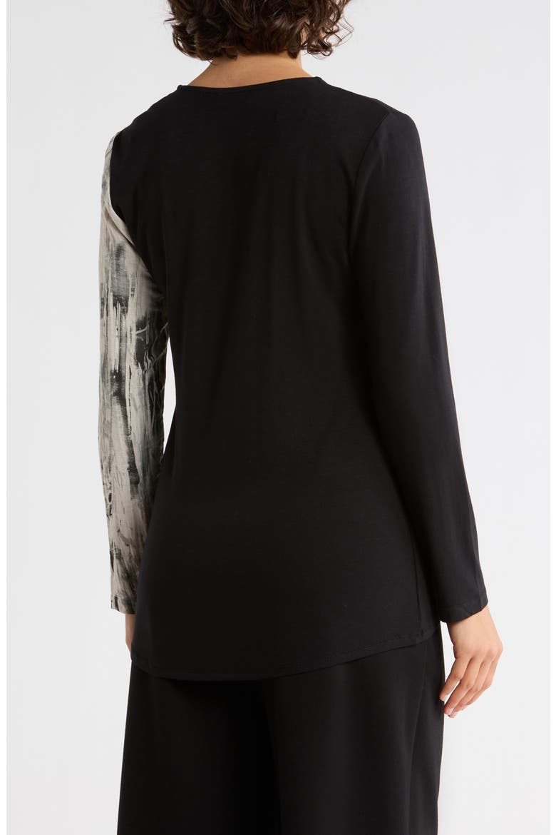 Mixed Media Long Sleeve Top, Alternate, color, BLACK