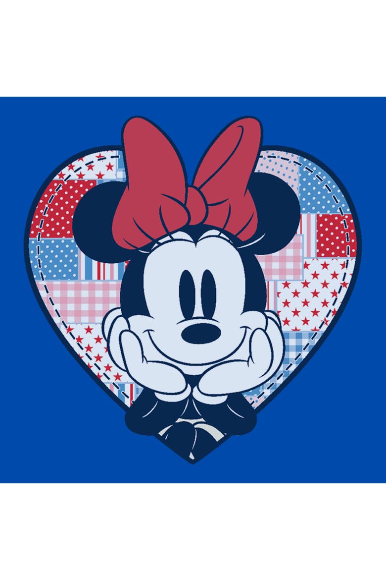 Boy's Minnie Mouse Cute Patchwork Heart  Graphic T-Shirt, Alternate, color, Royal Blue