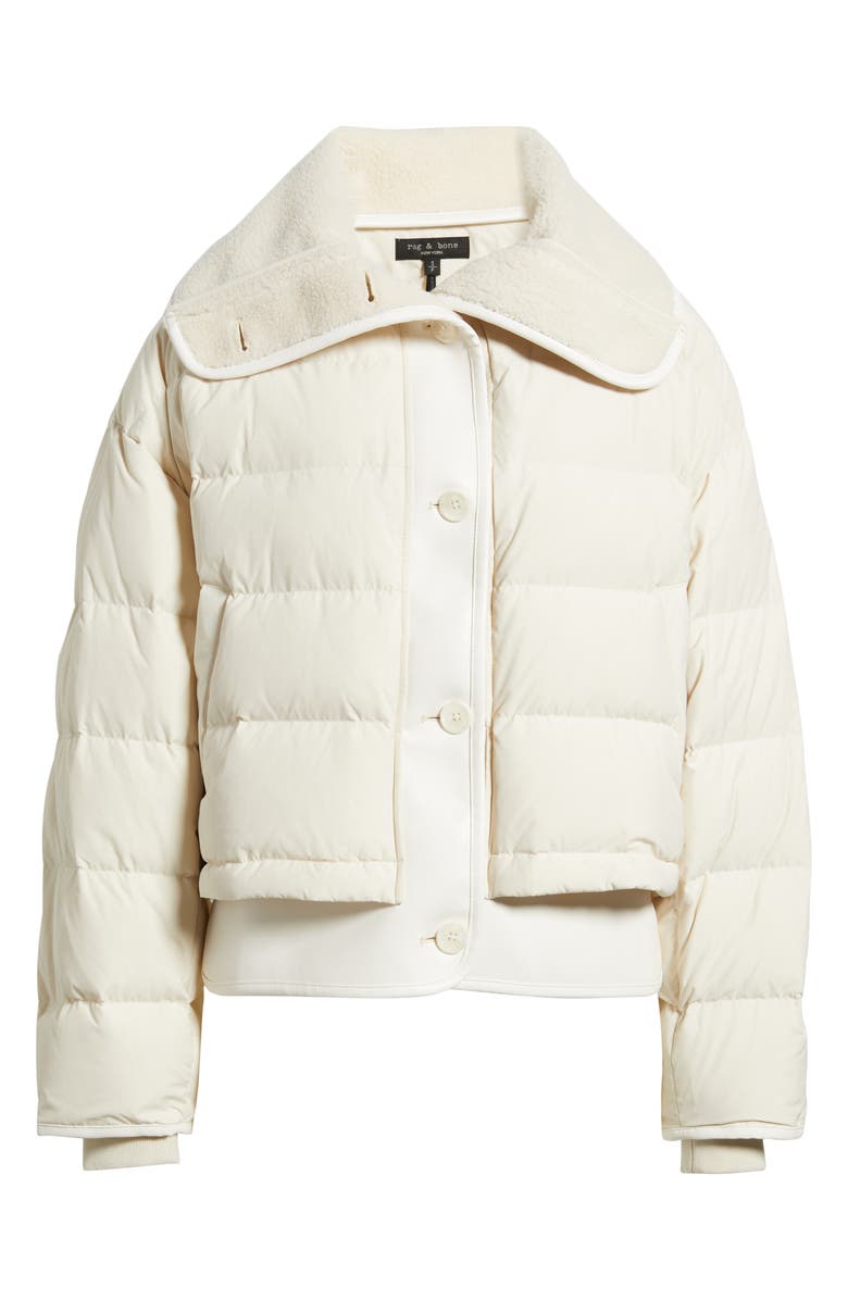 rag & bone Gloria Faux Leather & Faux Shearling Down &Feather Fill Jacket, Alternate, color, Off White