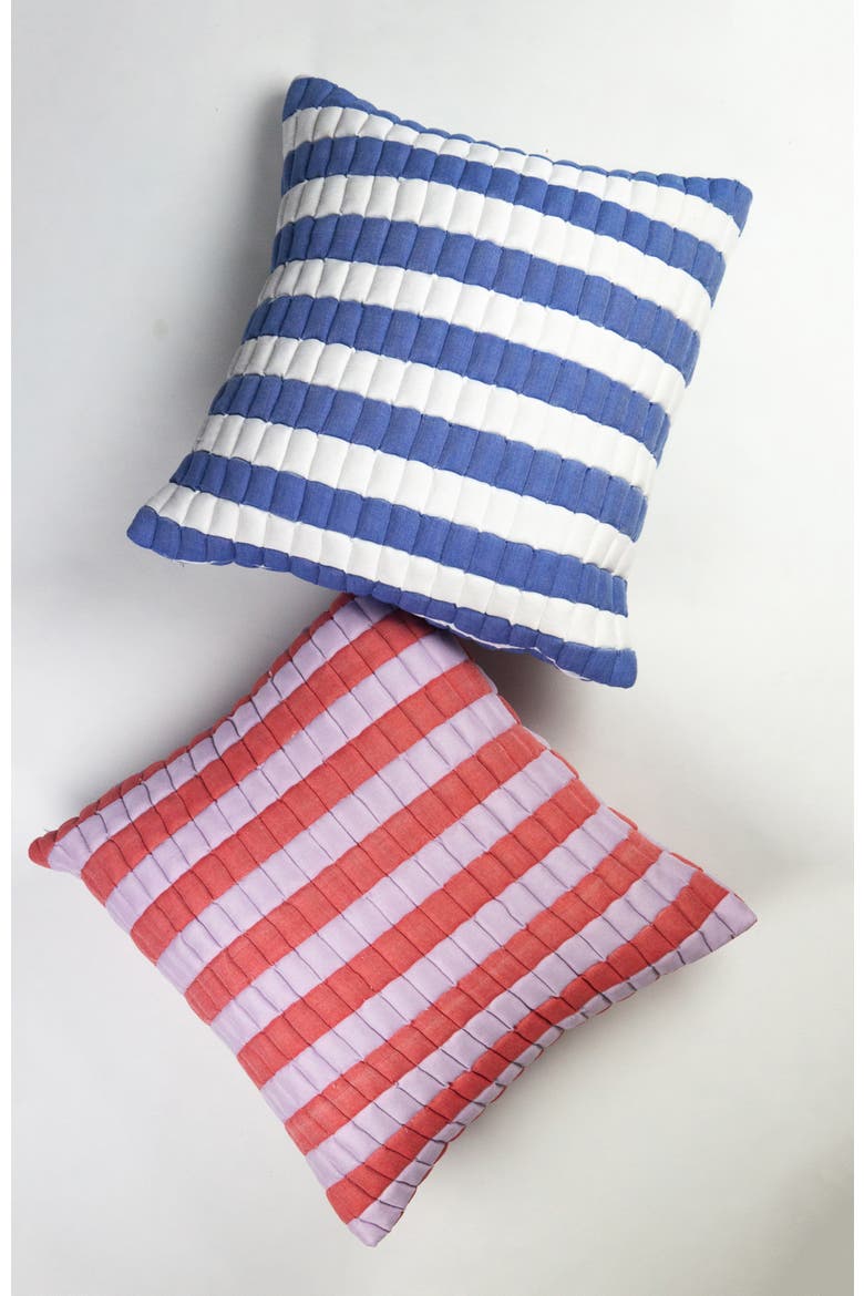 Quilted Sujani Striped Throw Pillow, Alternate, color, Red