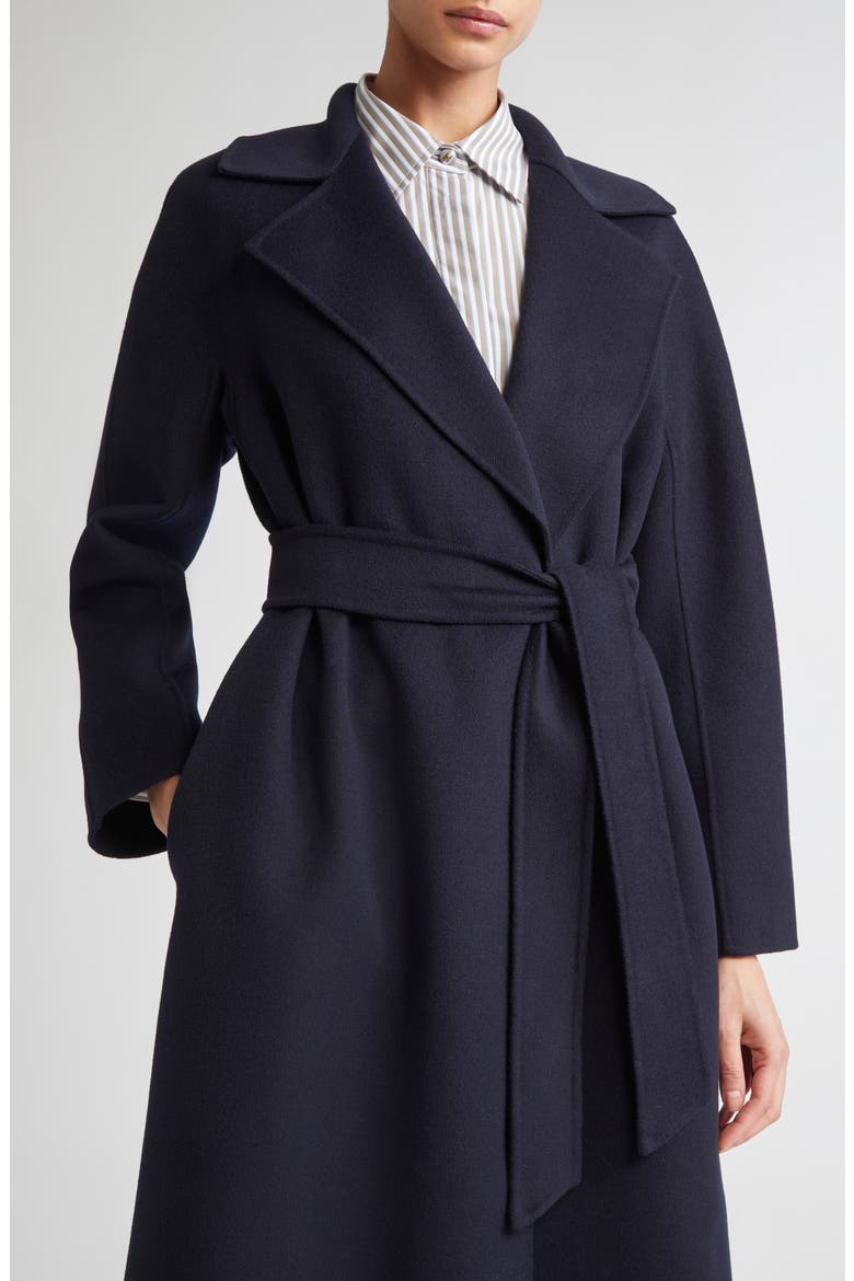 Cles Virgin Wool Blend Belted Coat, Alternate, color, NAVY