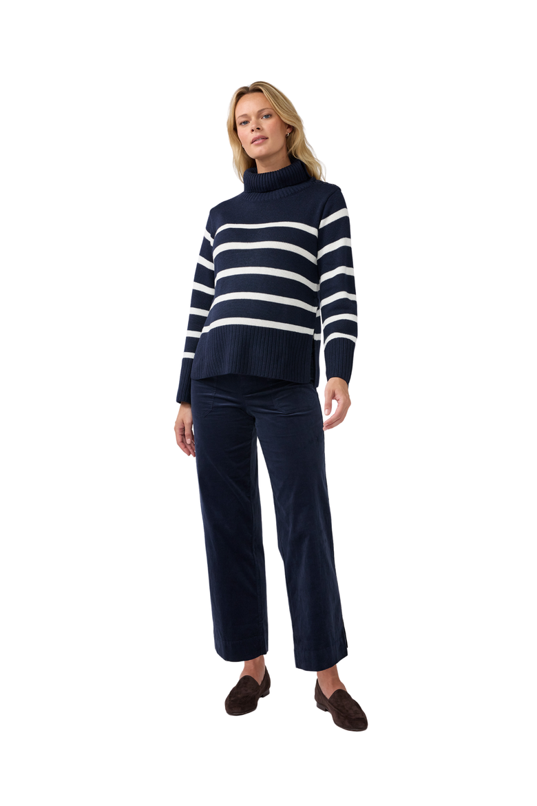 Stretch Cord Ankle Maternity Pant, Main, color, Navy