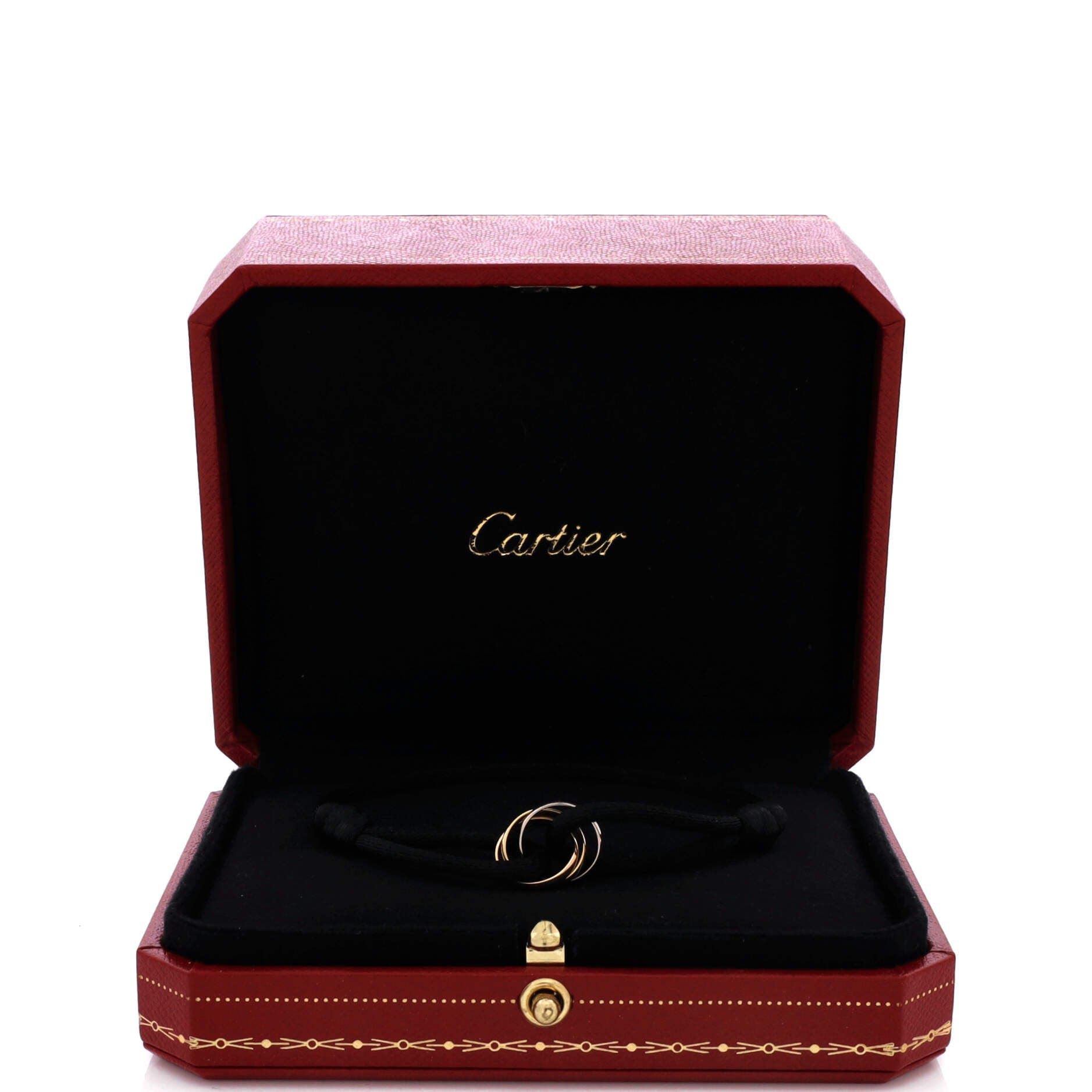 Trinity On Cord Bracelet Silk Cord with 18K Tricolor Gold, Alternate, color, Metallic Gold