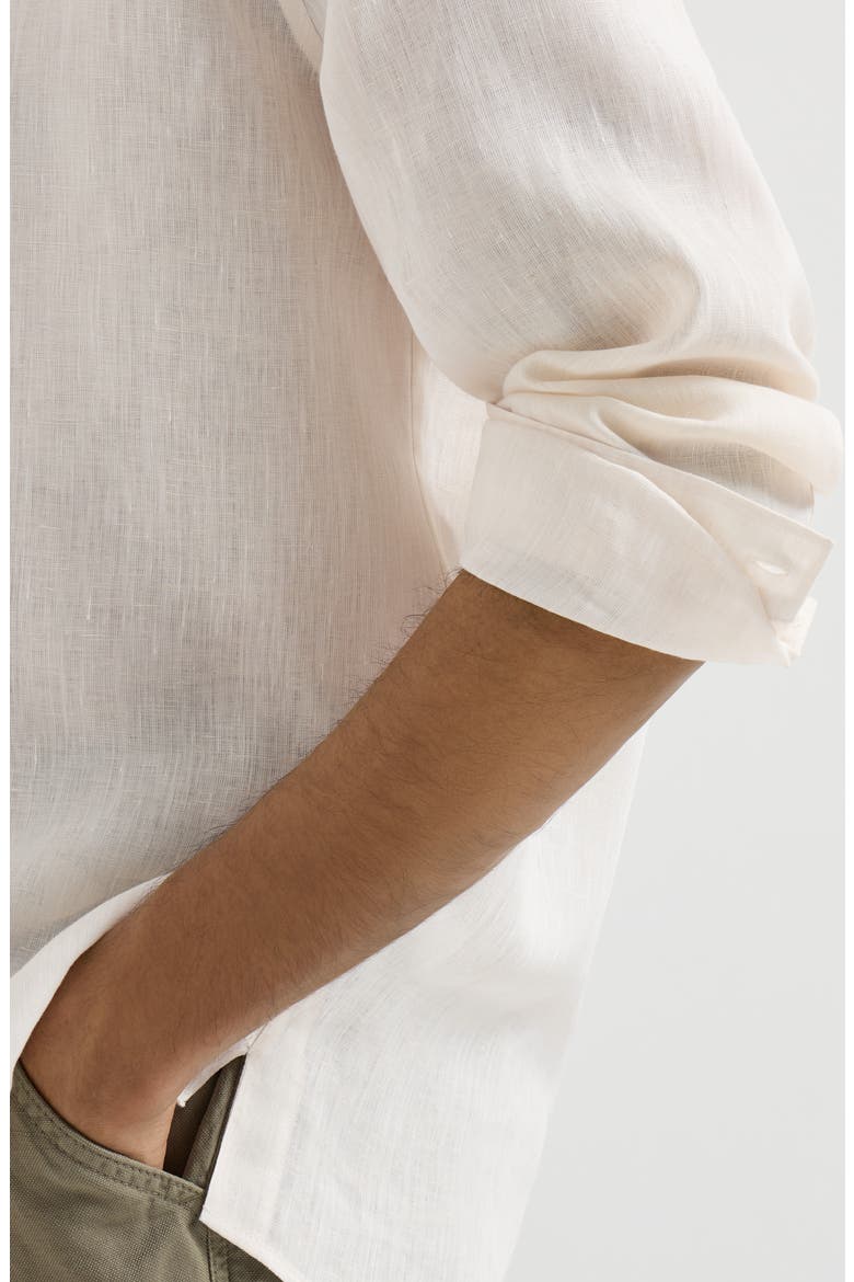 Linen shirt with Mandarin collar, Alternate, color, Panama