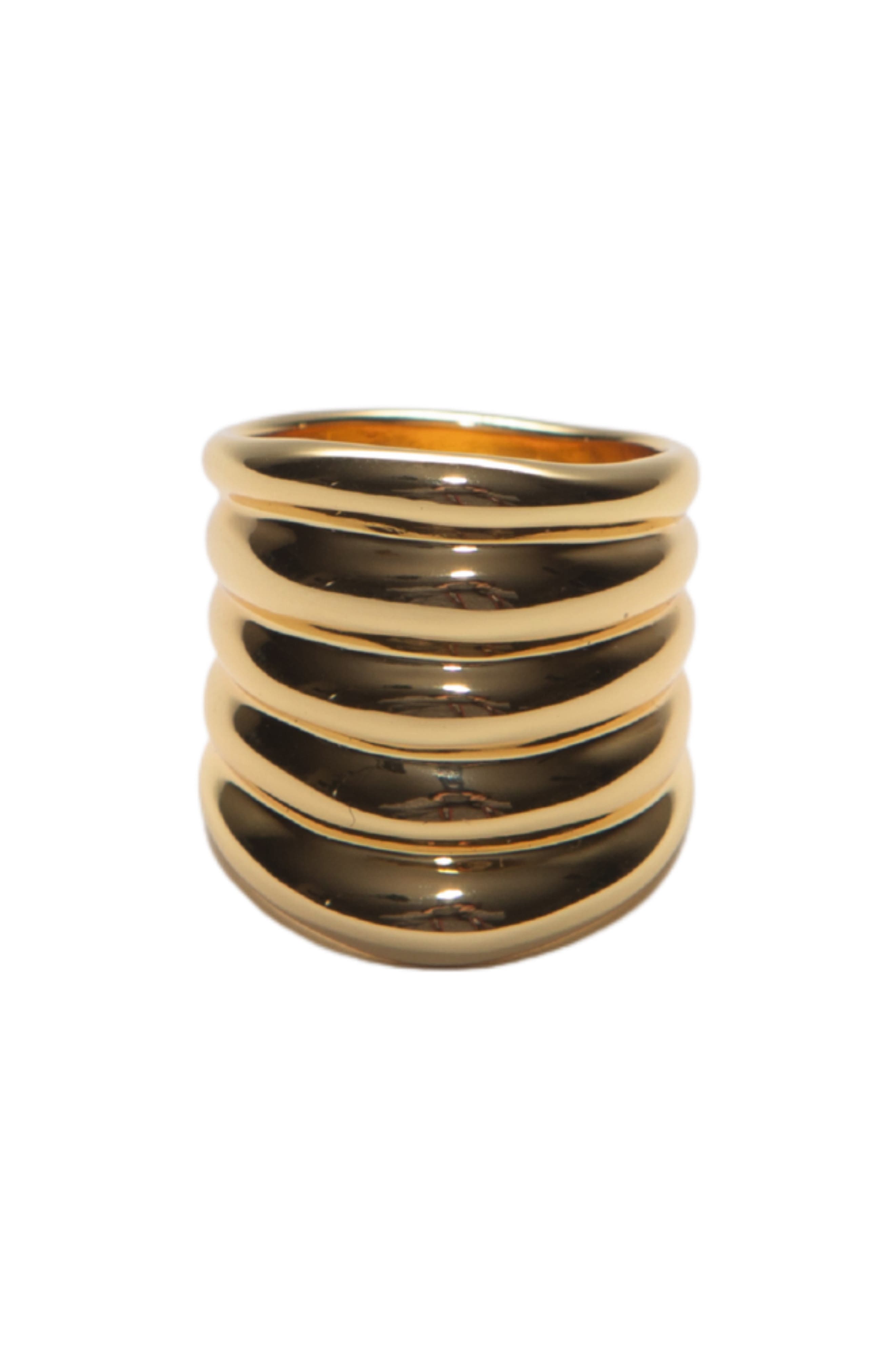 ARGENTO VIVO Linear Rib Ring in Gold 