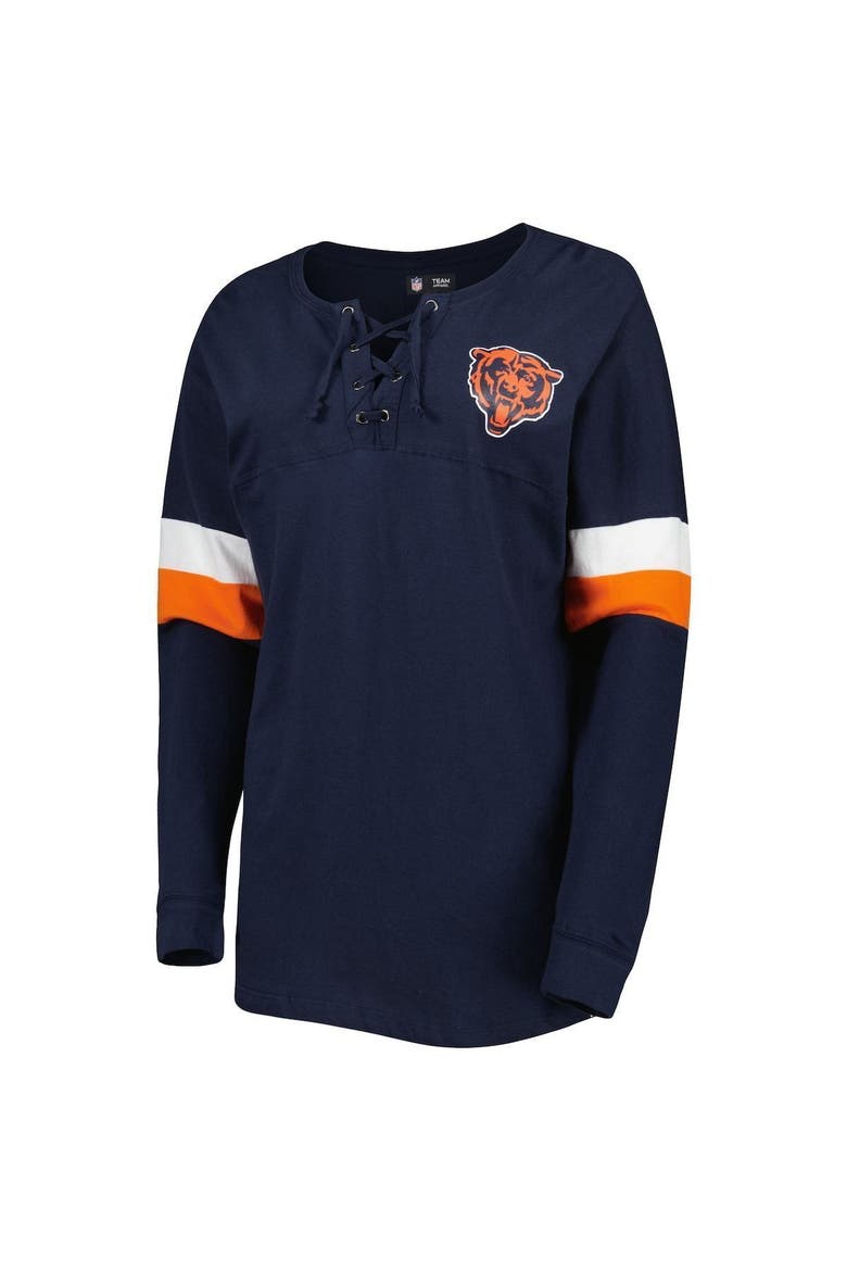 Women's New Era Navy Chicago Bears Athletic Varsity Lace-Up Long Sleeve T-Shirt, Alternate, color, Navy