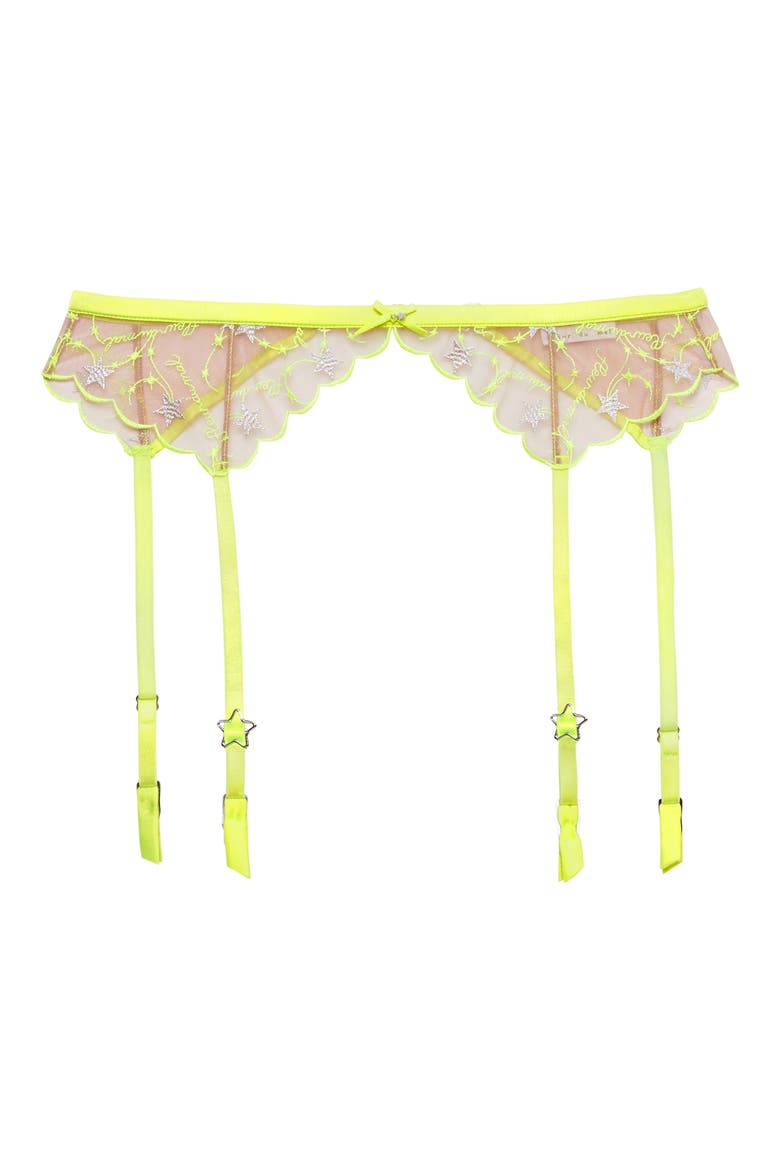 Etoile Embroidered Mesh Garter Belt, Alternate, color, NEON YELLOW