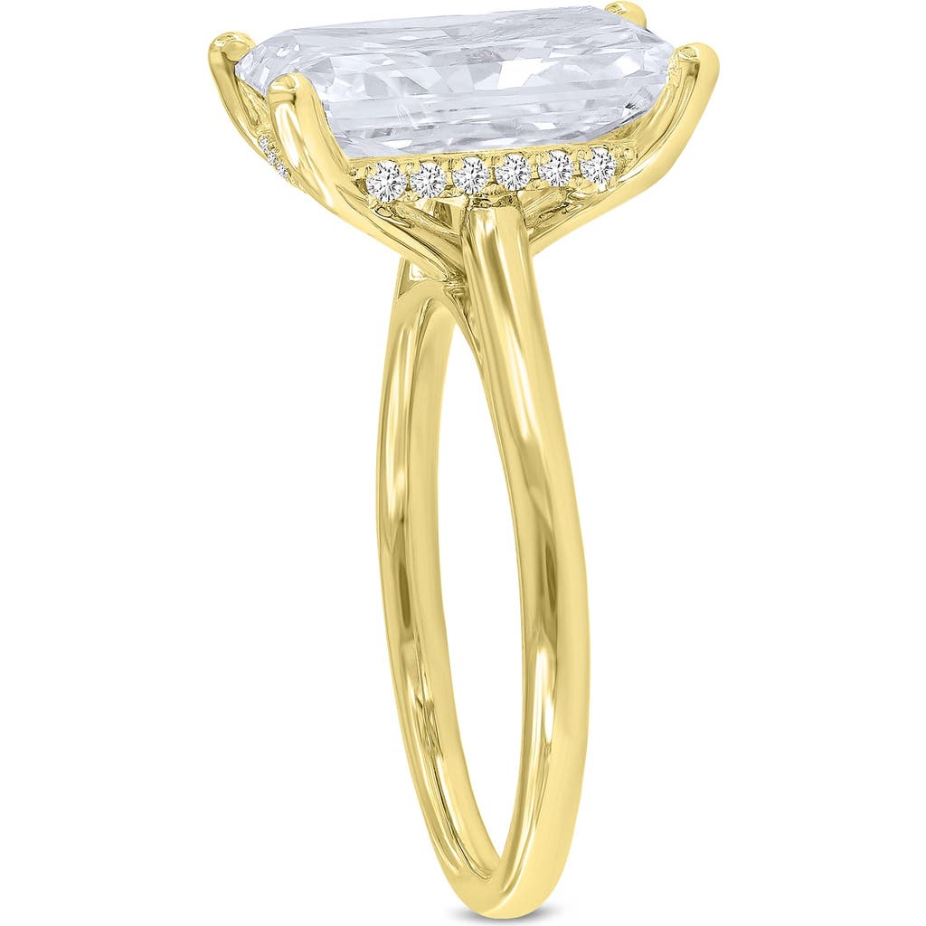 Luvmyjewelry Aelo 14k Gold Radiant Cut Lab Grown Diamond Hidden Halo Engagement Ring In 14k Yellow Gold