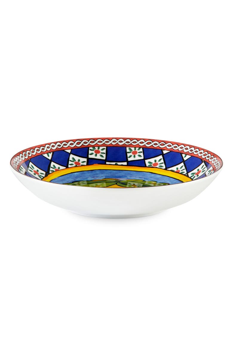 Dolce&Gabbana Set of 2 Carretto Lemon Porcelain Soup Bowls, Alternate, color, Blue